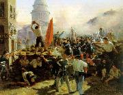 Horace Vernet Painting of a barricade on Rue Soufflot oil painting artist